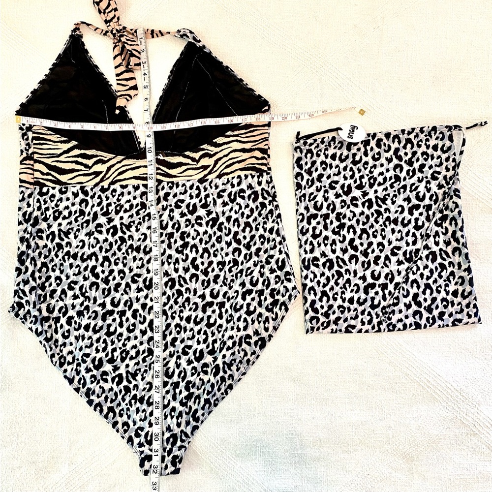 SNAG Tights Brand Swimsuit in Fortune & Glory Halter Animal Print Size F - 16/18 - Picture 6 of 15